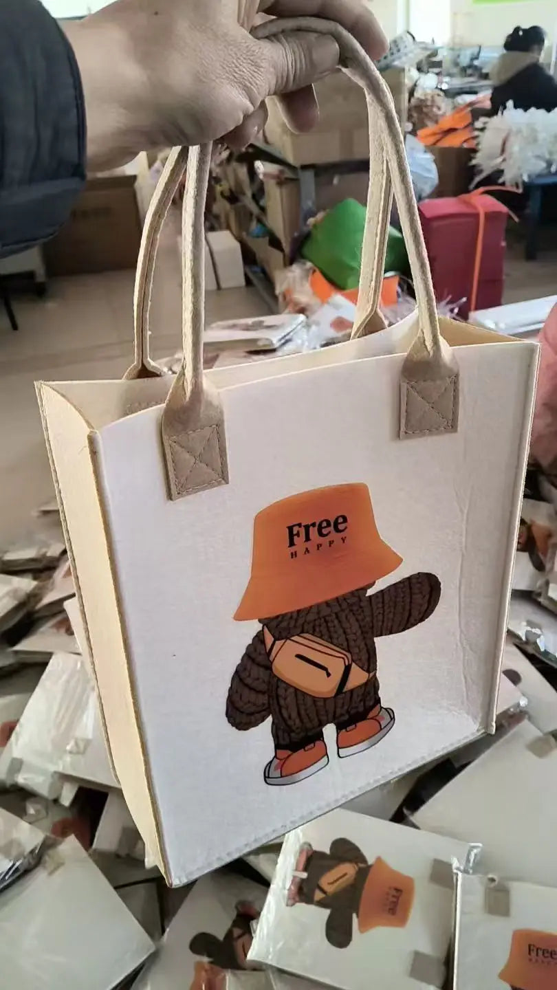 Custom Printed Eco-Friendly Felt Shopping Tote - High-Definition Digital Heat Transfer