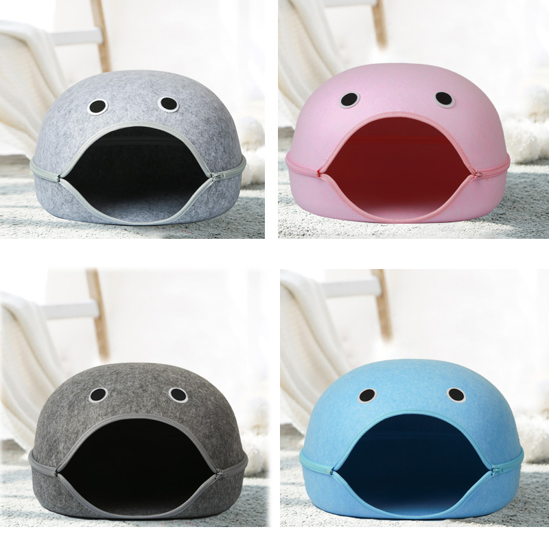 Premium Eco-Friendly Felt Cat Tunnel Bed - Detachable Peekaboo Cave for Indoor Pets