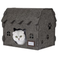 Premium Collapsible Extra Large Cat Cave - 2-in-1 Acoustic Felt Pet Condo & Durable Scratcher House