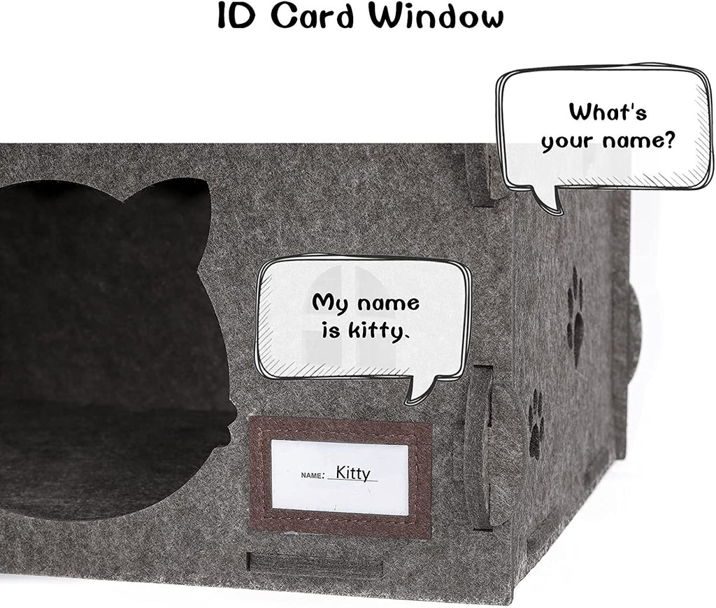 Premium Collapsible Extra Large Cat Cave - 2-in-1 Acoustic Felt Pet Condo & Durable Scratcher House