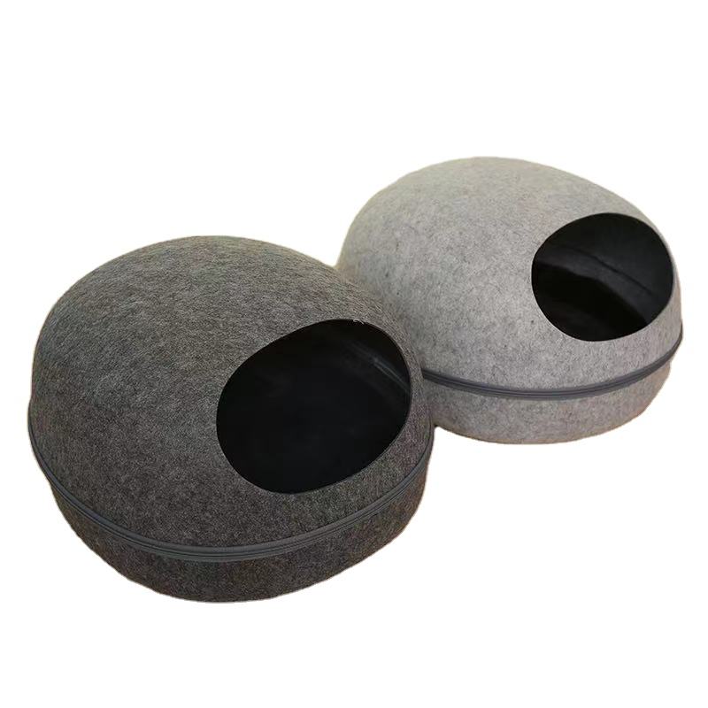 Premium Eco-Friendly Felt Cat Tunnel Bed - Detachable Peekaboo Cave for Indoor Pets
